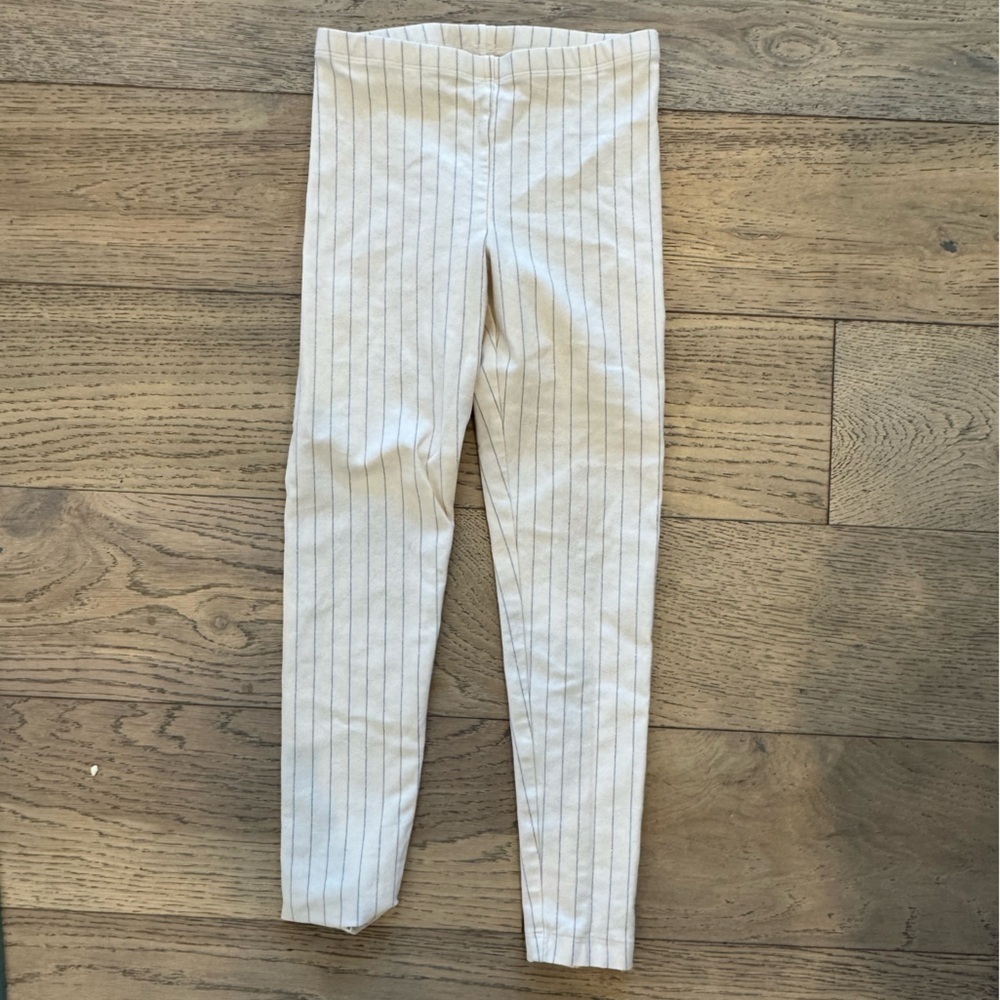 Tea Collection Striped Leggings Ivory Sliver Size 7